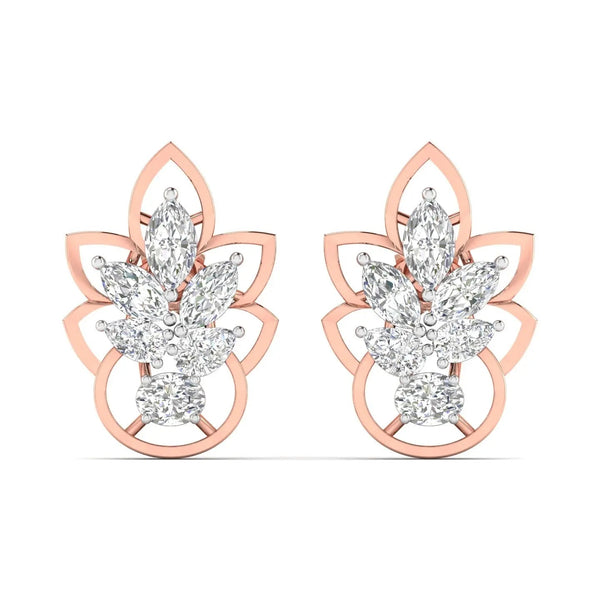 Floral Design Gold Stud Earrings