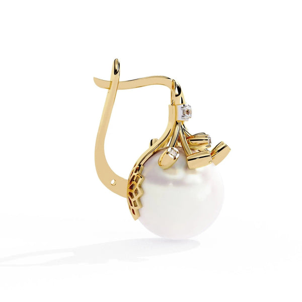 Floral Pearl Diamond Drop Earring