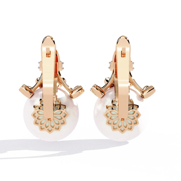 Floral Pearl Diamond Drop Earring