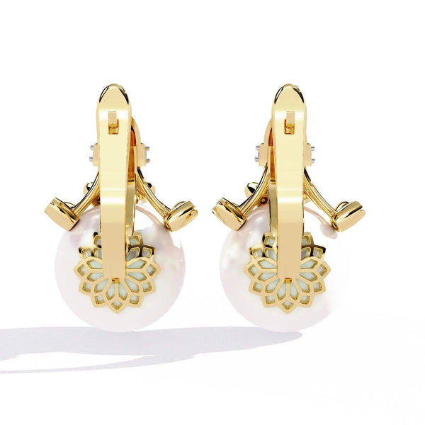 Floral Pearl Diamond Drop Earring