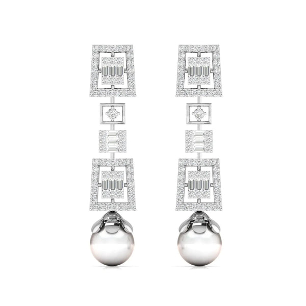 Geometric Baguette Diamond Drop Earrings