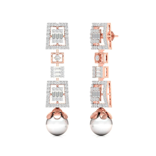 Geometric Baguette Diamond Drop Earrings