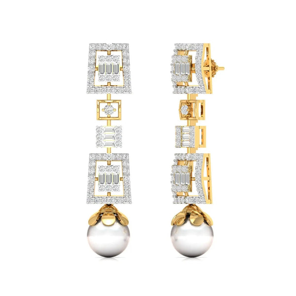 Geometric Baguette Diamond Drop Earrings