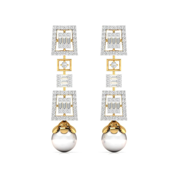 Geometric Baguette Diamond Drop Earrings