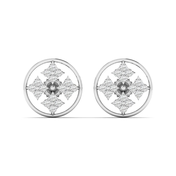 Geometric Floral Diamond Stud Earrings
