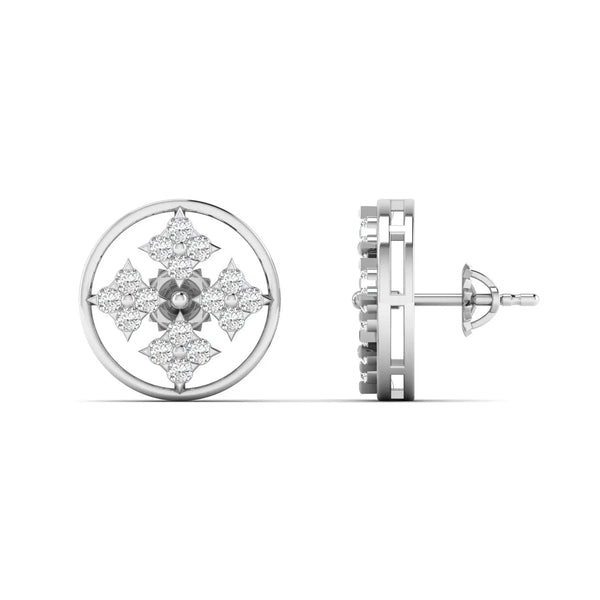 Geometric Floral Diamond Stud Earrings