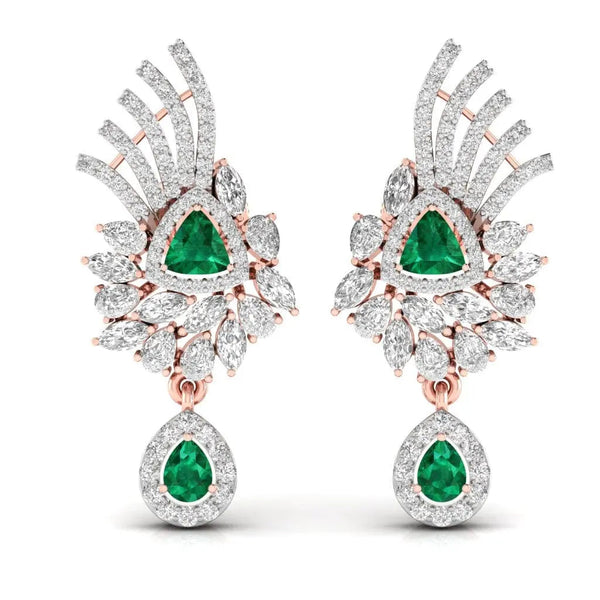 Green Stone Statement Dangler Earrings