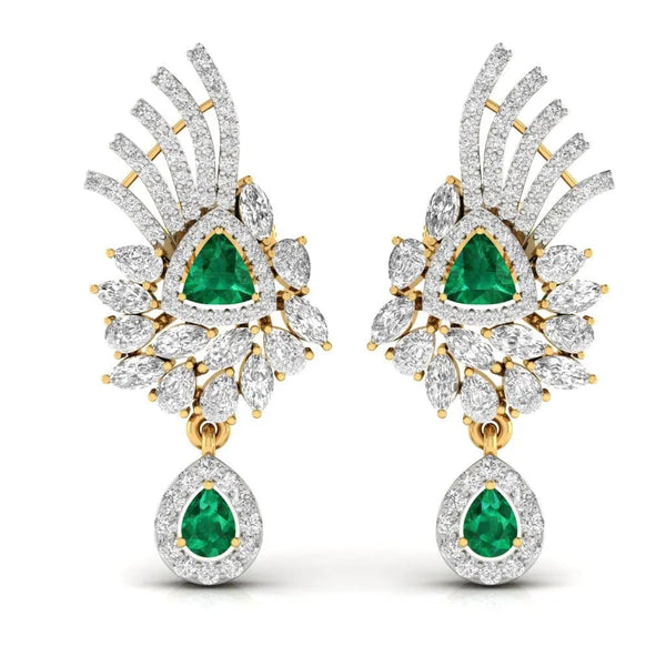 Green Stone Statement Dangler Earrings