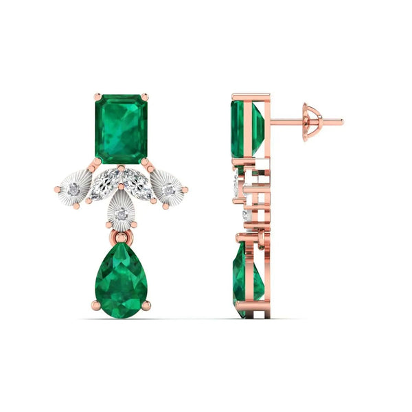 Jade Gemstone Diamond Earrings