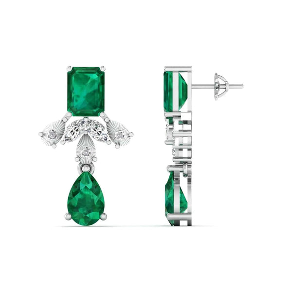 Jade Gemstone Diamond Earrings