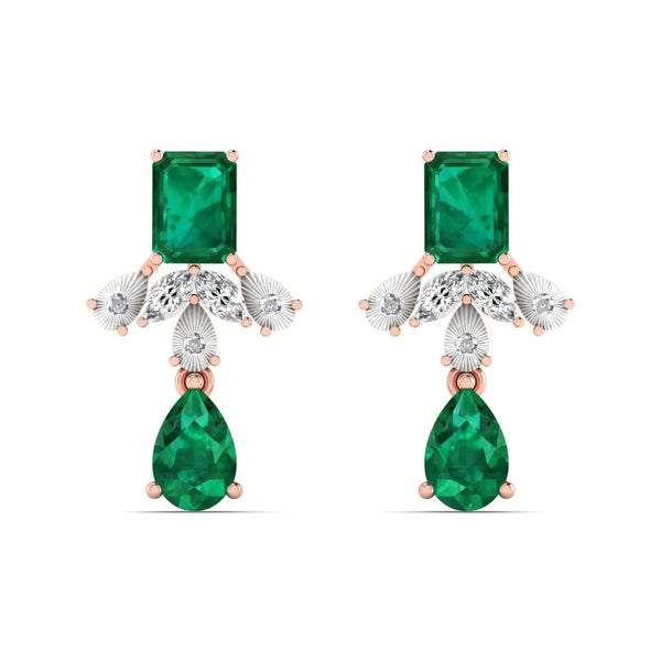 Jade Gemstone Diamond Earrings