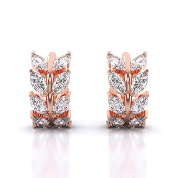 Laurel leaf Hoop Huggies Earrings