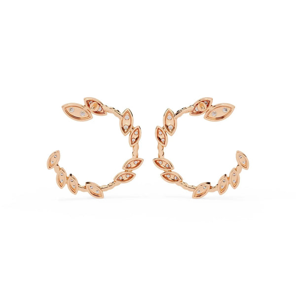 Leaf Design Hoop Earrings