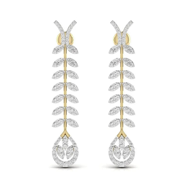Leaf Drop Diamond Earrings