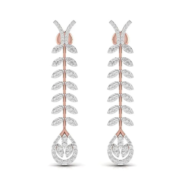 Leaf Drop Diamond Earrings