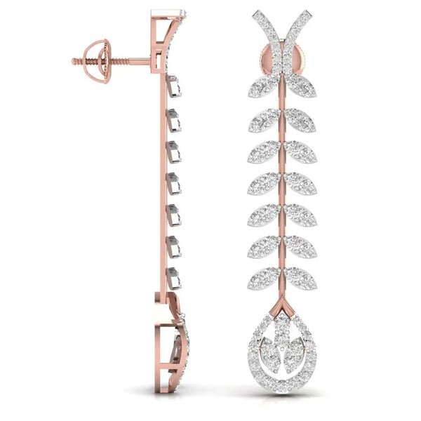 Leaf Drop Diamond Earrings