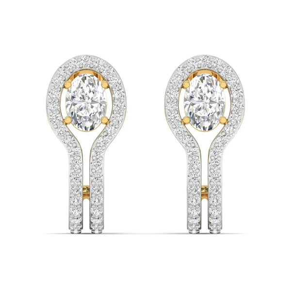 1 Carat Each Oval Halo Diamond Drop Earrings