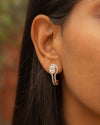 1 Carat Each Oval Halo Diamond Drop Earrings