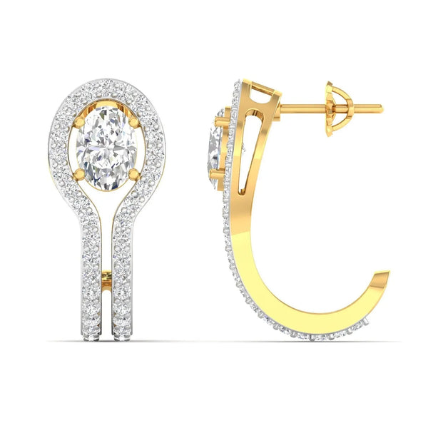 1 Carat Each Oval Halo Diamond Drop Earrings