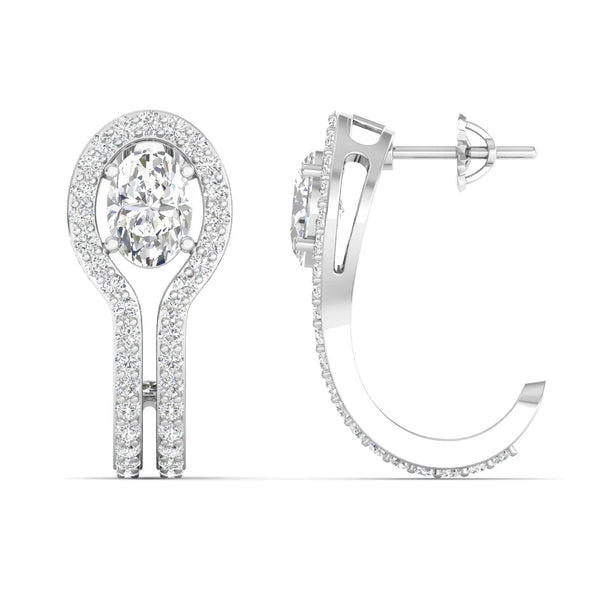 1 Carat Each Oval Halo Diamond Drop Earrings