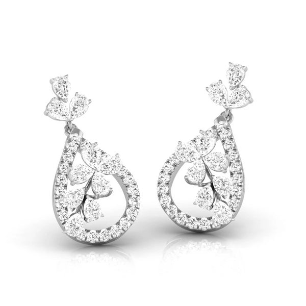 Pear & Round Cut Diamond Teardrop Drop Earrings