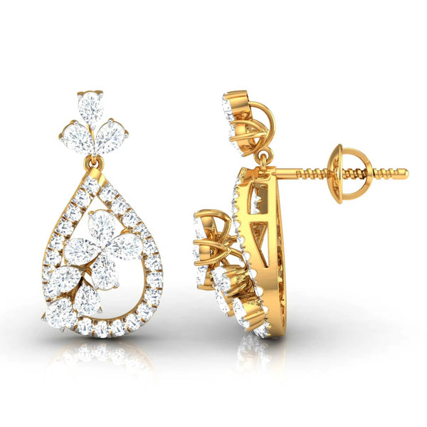 Pear & Round Cut Diamond Teardrop Drop Earrings
