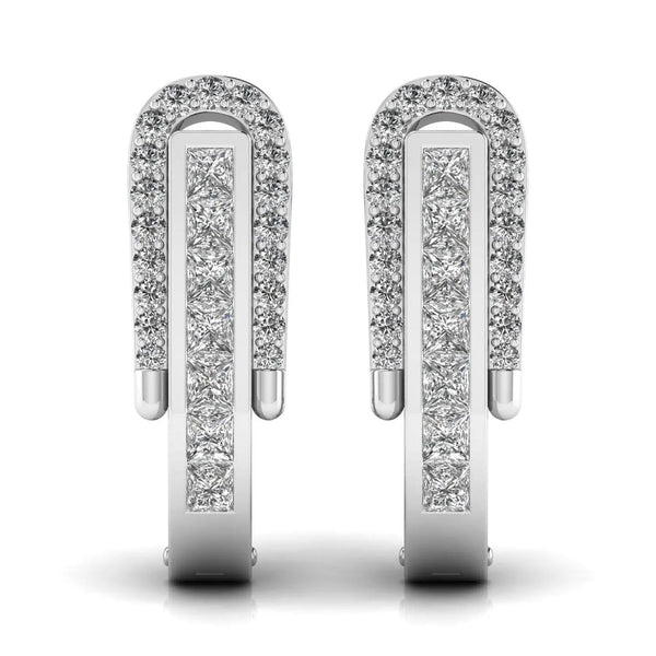 Princess Cut & Round Diamond Hoop Earrings
