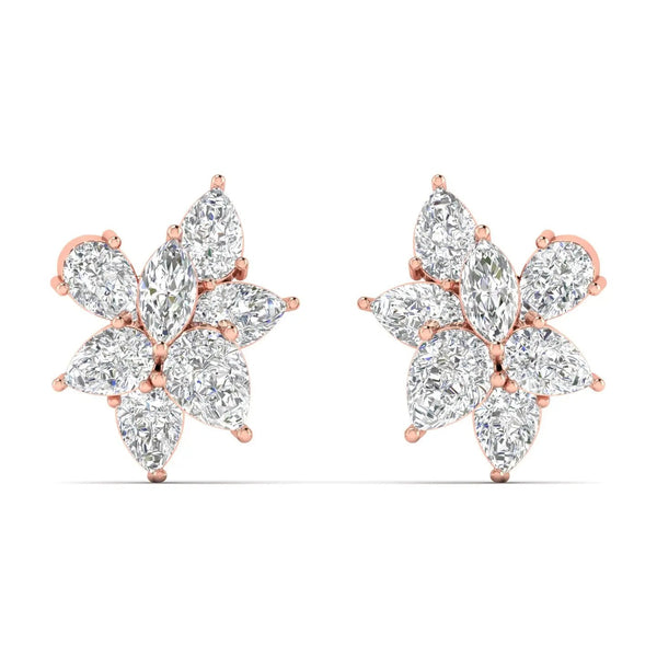 Pear & Marquise Diamond Cluster Floral Earrings