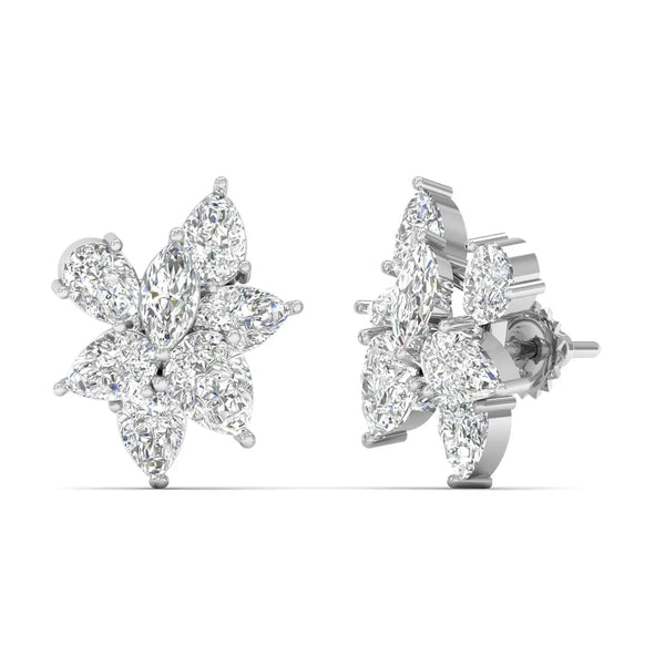 Pear & Marquise Diamond Cluster Floral Earrings