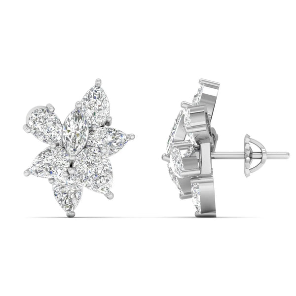 Pear & Marquise Diamond Cluster Floral Earrings