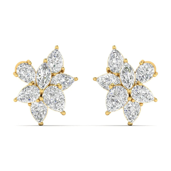 Pear & Marquise Diamond Cluster Floral Earrings