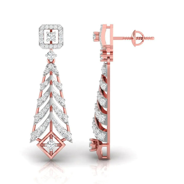 Round Cut Diamond Chandelier Earrings