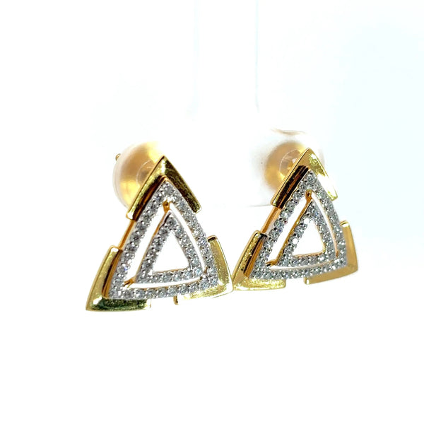 Round Cut Diamonds Elegant Triangle Shape Earrings