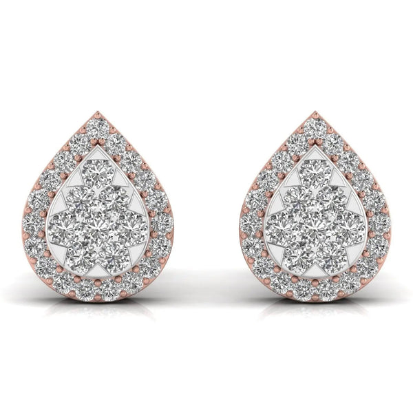 Round Cut Diamonds Leaf Shape Earrings