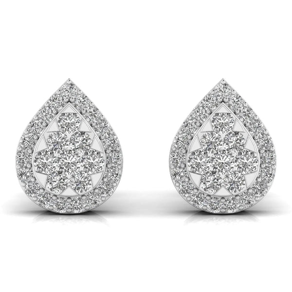 Round Cut Diamonds Leaf Shape Earrings