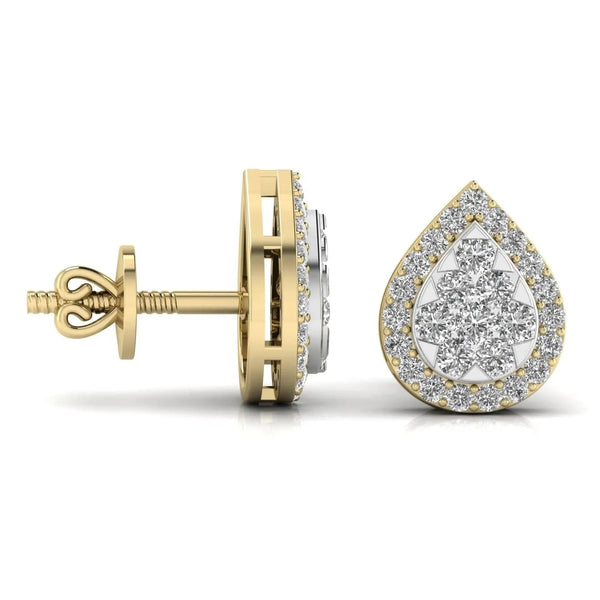 Round Cut Diamonds Leaf Shape Earrings