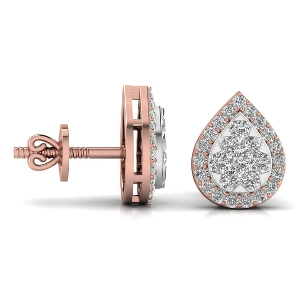 Round Cut Diamonds Leaf Shape Earrings
