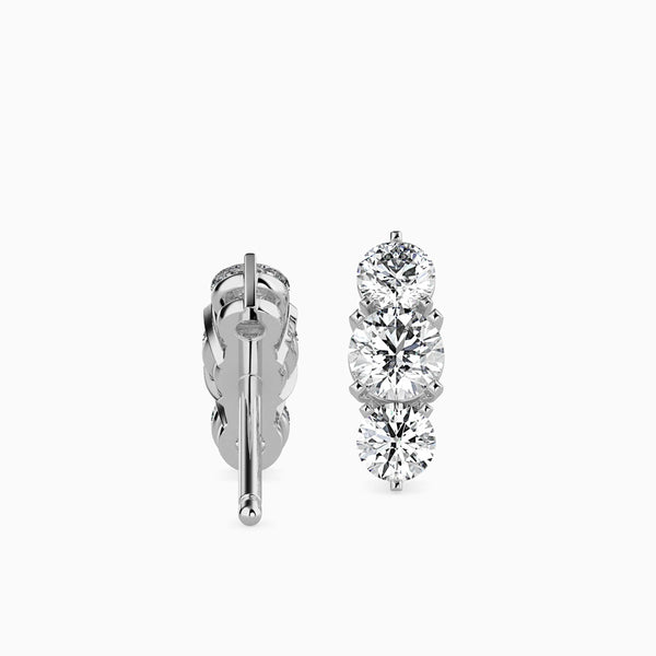 Round Cut Three Diamonds Drop Earring