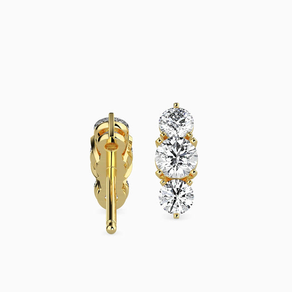 Round Cut Three Diamonds Drop Earring
