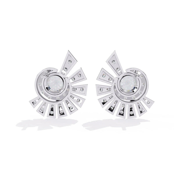 Round Diamond Cluster Earrings