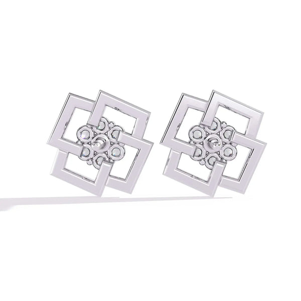 Square Earrings with Circle Center