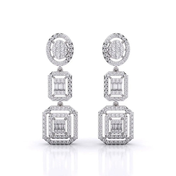 Three-Tier Diamond Earrings
