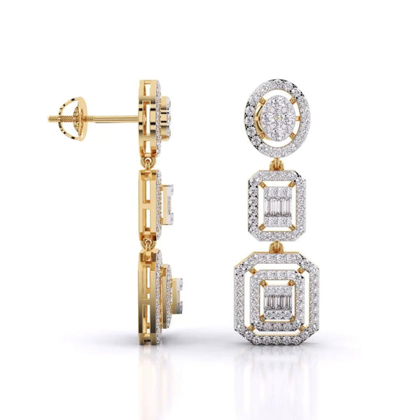 Three-Tier Diamond Earrings
