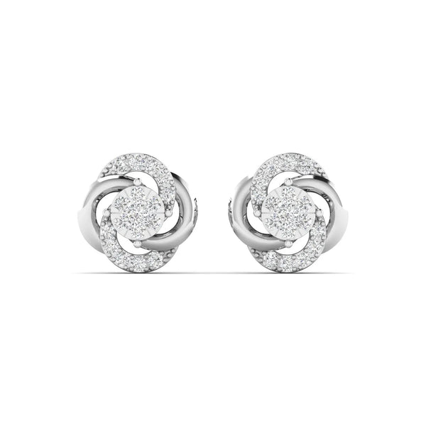 Two Tone Diamond Cluster Earrings