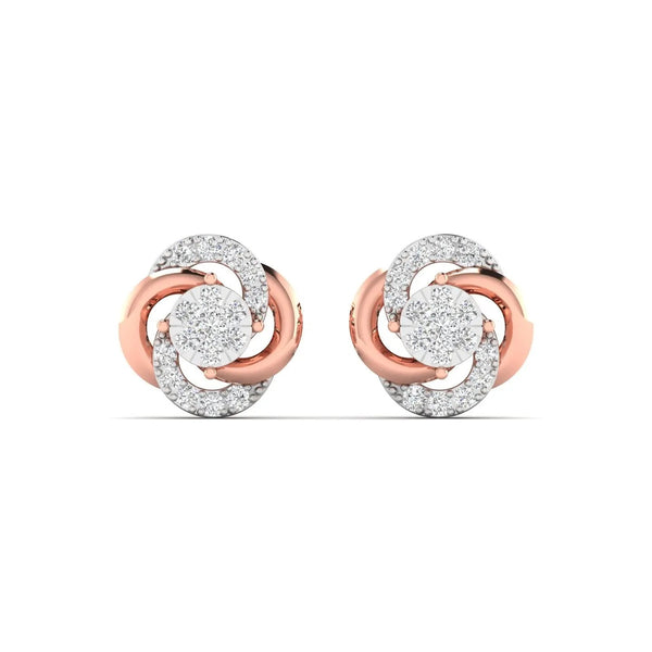 Two Tone Diamond Cluster Earrings