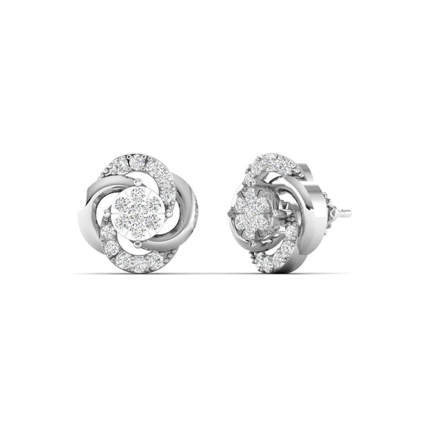 Two Tone Diamond Cluster Earrings