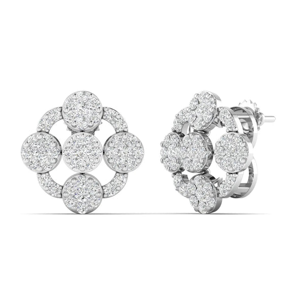 Two-Tone Diamond Gold Stud Earrings
