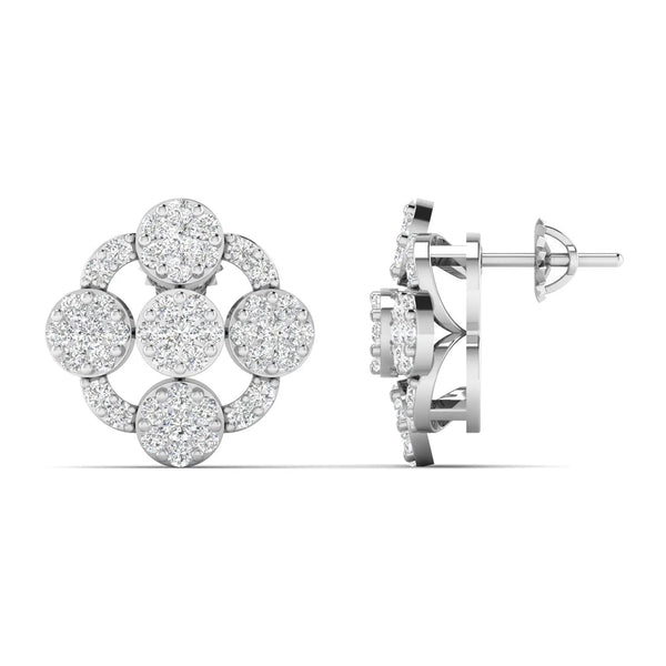 Two-Tone Diamond Gold Stud Earrings