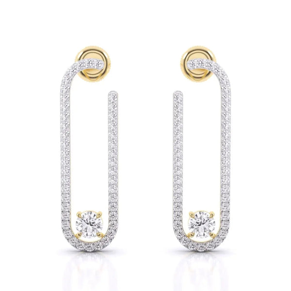 U-loop Drop Diamond Earrings