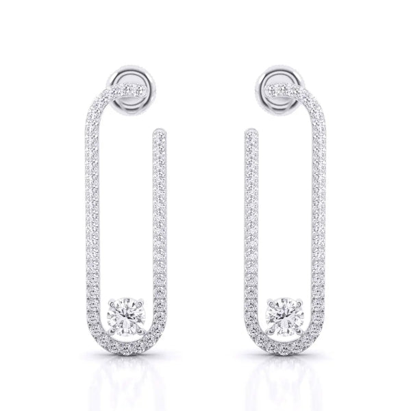 U-loop Drop Diamond Earrings